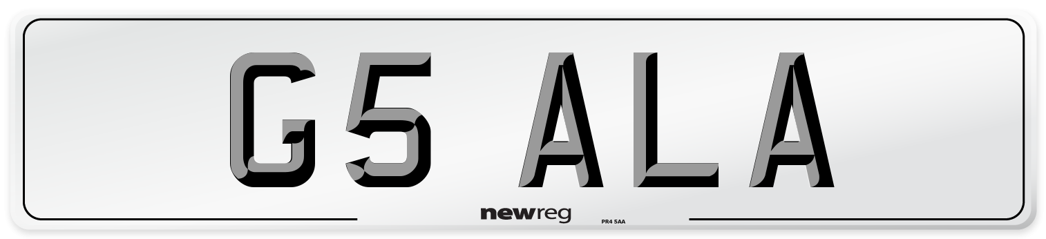 G5 ALA Number Plate from New Reg